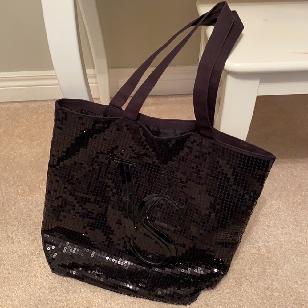 Victoria Secret Black Sequin Tote Bag